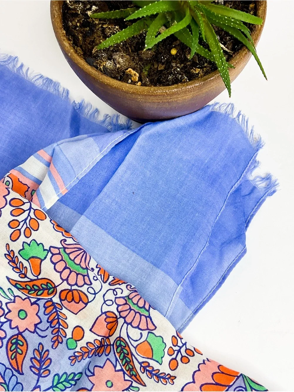 Floral Paisley Lightweight Scarf in Lavender, Peach, Green - Picture 3 of 8